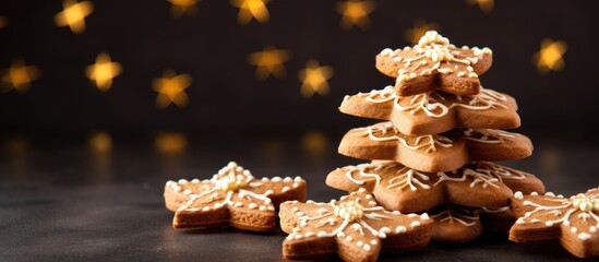 Aufkleber - A copy space image featuring Christmas tree shaped cookies to capture the essence of the Christmas concept