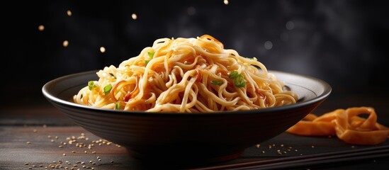Aufkleber - Asian noodles that have not been cooked with plenty of space for adding text or images. Creative banner. Copyspace image