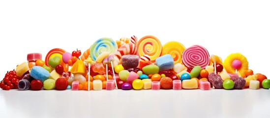 Canvas Print - A vibrant assortment of candy arranged against a white background with ample copy space image