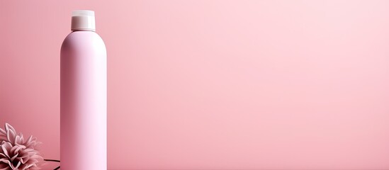 Aufkleber - A beauty product bottle for skin or hair care displayed sideways on a pink background The image includes copy space and a blank label for branding purposes