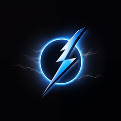 Sticker - Dynamic Electric Blue Lightning Bolt Logo on a Black Background