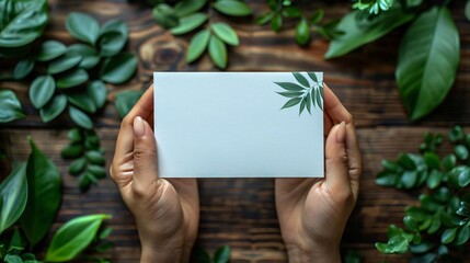 A blank business card placed on a wooden desk, ready for your contact details