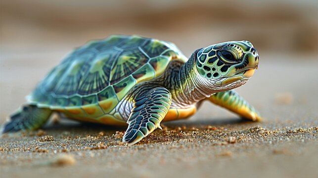 A turtle crawling.