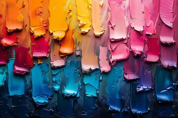 Poster - A striking blend of gradient color paint strokes on a dark canvas, creating a dramatic effect