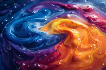 Poster - An artistic depiction of a swirling galaxy with colorful paint strokes on a canvas, inspiring wonder