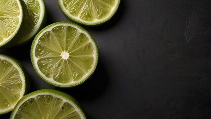 Wall Mural - close up fresh sour lime with dark background