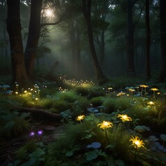 autumn forest in the morning