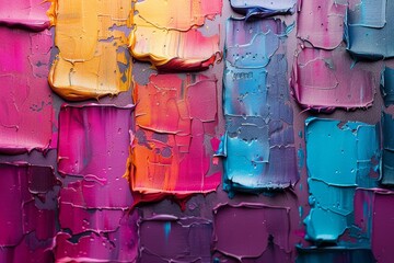 Poster - A vividly colorful close-up of textured paint strokes for a bold, creative, and artistic visual impact