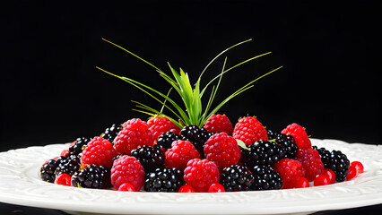 Wall Mural - Berry extravaganza, raspberries &  blackberries