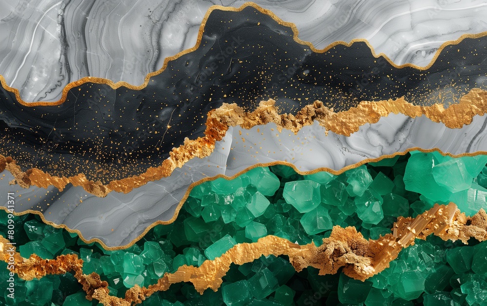 Abstract marble texture with black, white, and gold glitter lines ...