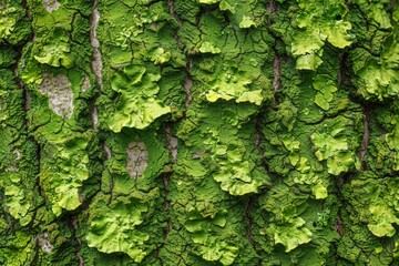 Wall Mural - Moss-covered tree bark, textured and vibrant green, hints of damp earth