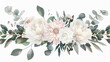 Silver sage green and blush pink flowers vector design bouquet. Wedding floral watercolor