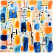 Modern abstract art, yellow and orange shapes and lines shapes and lines