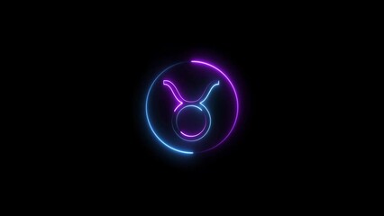 Wall Mural - Abstract neon circle frame icon and moving circle seamless animation.