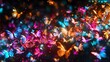 Captivating Swarm of Neon Butterflies Dancing Across a Deep Ethereal Void with Vibrant Iridescent Colors and Dynamic Movement