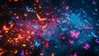 Captivating Swarm of Neon Butterflies Dancing Across a Mesmerizing Void of Vibrant Color and Motion