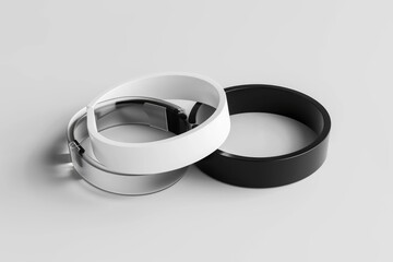 Two bracelets in black and white colors. Suitable for fashion or jewelry concepts