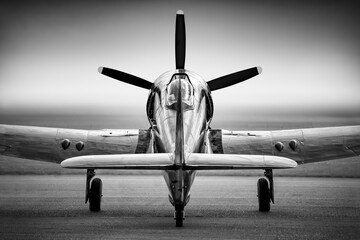 Wall Mural - historical fighter plane in black and white