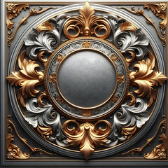 frame on black frame, gold, old, vintage, pattern, antique, art, design, decoration, picture, metal,Ai generated 