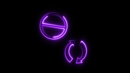 Wall Mural - Abstract neon circle frame icon and moving circle seamless animation.