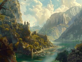 Wall Mural - Rivers in high mountain canyons.