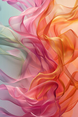 Poster - Graphic design of an abstract wave pattern with a smooth transition from pastel pink to light green,