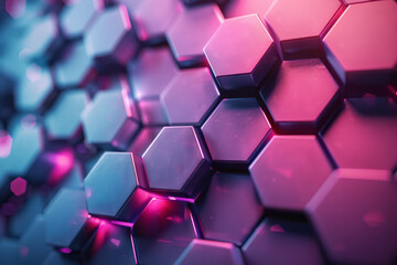 Poster - Dynamic geometric wallpaper design with a gradient and moving hexagonal patterns,