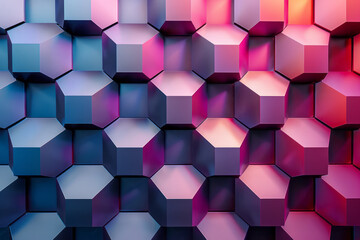 Poster - Dynamic geometric wallpaper design with a gradient and moving hexagonal patterns,