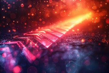 Fototapete - presentation slide background with a subtle gradient and dynamic arrows pointing towards text areas,