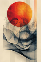 Fototapete - book cover design with a gradient background and abstract geometric shapes that convey movement,