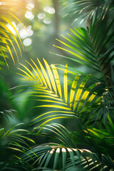 Aufkleber - Decorative home pillow design with a lush green to blue gradient and tropical leaf embroidery,