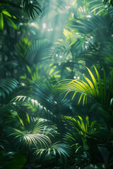 Aufkleber - Cinematic background for a tropical jungle scene, with a gradient from moss green to twilight blue,