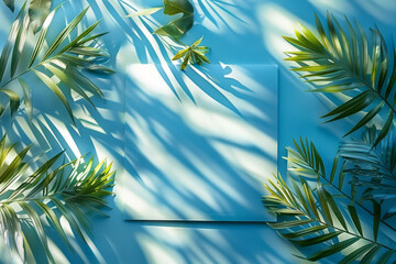 Aufkleber - Business card design with a subtle gradient from leaf green to ocean blue, accented with a tropical leaf watermark,