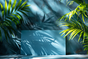 Aufkleber - Business card design with a subtle gradient from leaf green to ocean blue, accented with a tropical leaf watermark,