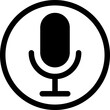 Simple microphone circular icon, voice search sign