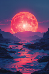 Aufkleber - Animation of a sunrise, transitioning from nights deep blue to dawns bright red, depicting the awakening of energy,