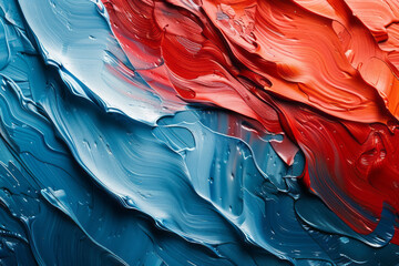 Aufkleber - Abstract art piece transitioning from calm blue to vibrant red, representing a shift from tranquility to excitement,