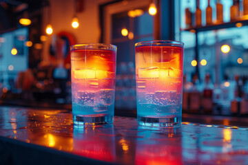 Aufkleber - Graphic design of a coffee cup with a heat-sensitive coating that changes from blue to red as it warms,