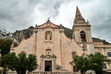 Poster - Baroque facade of Chiesa di San Giuseppe in the city of Taormina, Sicily island