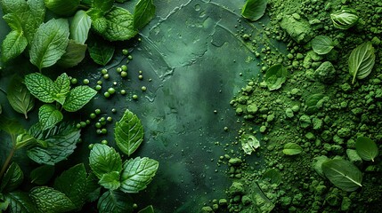 Wall Mural - textures of this healthy superfood, fresh green Splash copy space for text