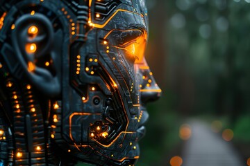 Poster - Artificial intelligence concept face concept science information future security