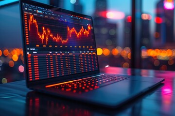 Poster - chart business finance forex stock laptop exchange marketing currency computer graph growth financial analysis