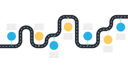 Roadmap process infographic with 7 steps