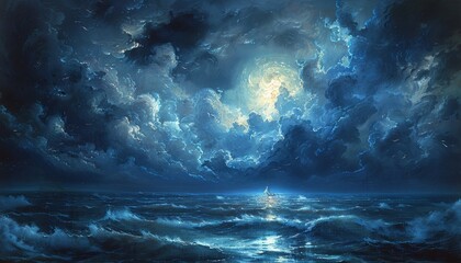 Wall Mural - a stormy night with a large lightning bolt in the sky by ai generated image