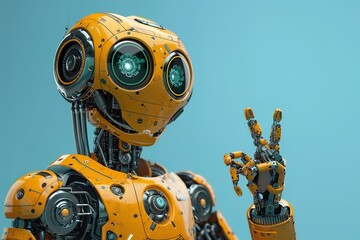 Poster - robot toy machine fun technology design future cyborg futuristic concept metal creative retro automation