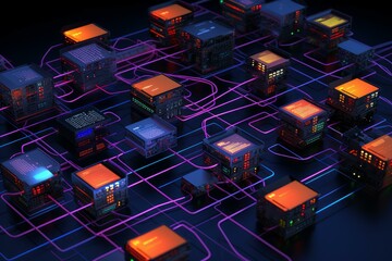 Poster - System network processor server. Digital cloud. Generate Ai