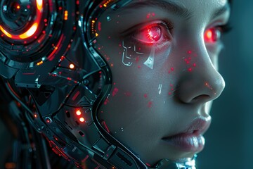 Poster - futuristic robot technology cyborg cybernetic digital science android future ai intelligence woman machine computer