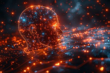 Poster - Science and artificial intelligence technology, innovation and futuristic free space for text