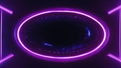 Wall Mural - background with glowing lights A black canvas with a circular electric discharge in blue and purple hues 