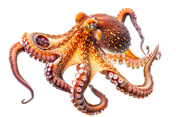 Wall Mural - Vibrant Pacific Octopus Isolated on White Background for Marine Enthusiasts